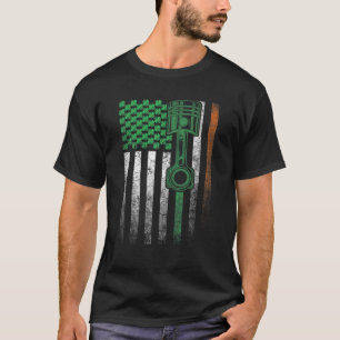 Camiseta Mechanic Car Garage Irish American Flag Rua. Patr