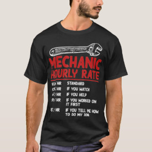 Camiseta Mechanic Hourly Rate Funny Car Motorcycle Labor Gi