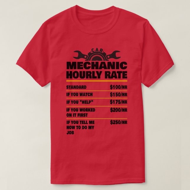 Camiseta Mechanic Hourly Rate Mechanic Mechanic Gift Gifts  (Frente do Design)