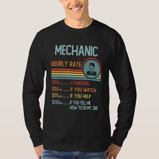 Camiseta Mechanic Hourly Rate T-Shirt Retro Job Title (Frente)