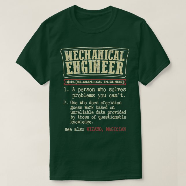 Camiseta Mechanical Engineer Funny Dictionary Definition  (Frente do Design)