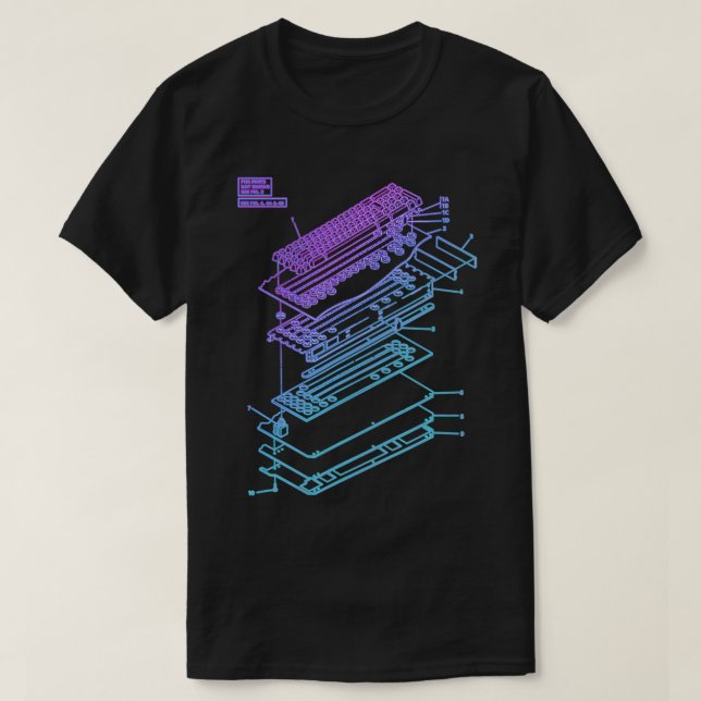 Camiseta Mechanical Keyboard Patent Drawing Graphic Design  (Frente do Design)