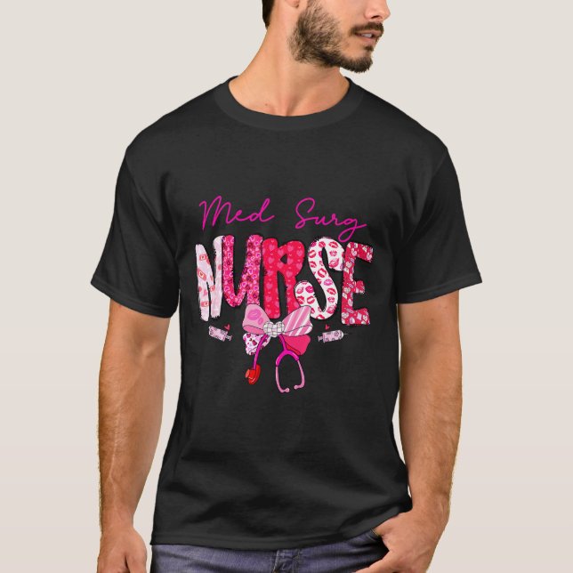 Camiseta Med Surg Nurse Valentine's Day Stethoscope Coquett (Frente)