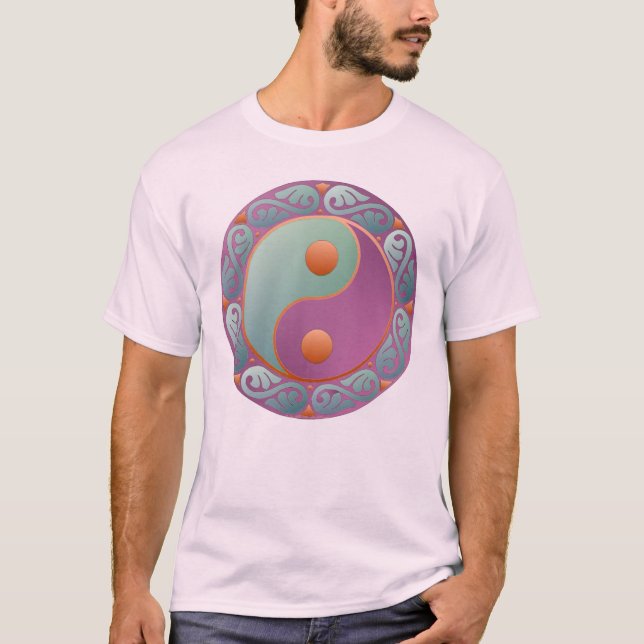 Camiseta Medalhão Yin Yang Violeta Turquesa (Frente)