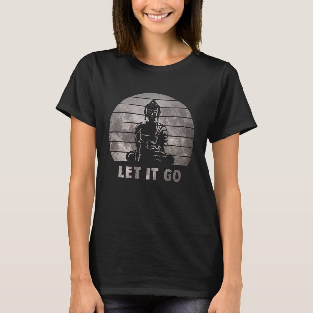 Camiseta Mediação de Buda da Lua Retroativa deixa-a ir Budd (Frente)