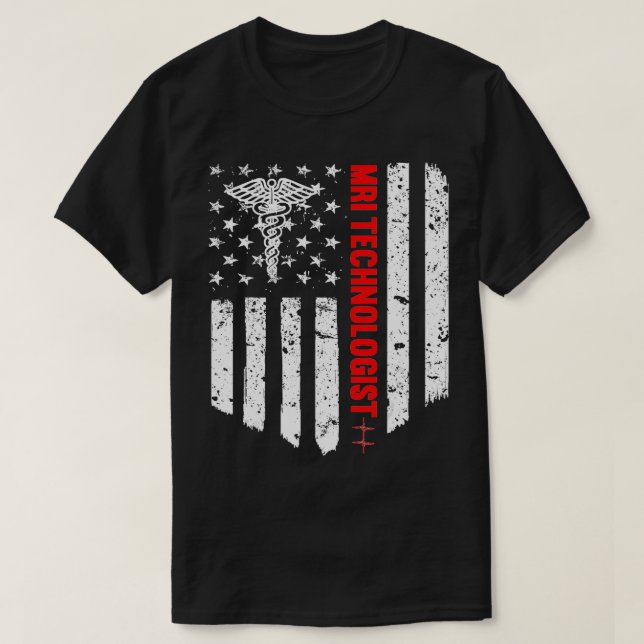 Camiseta Médica Patriótica Americana de Bandeira (Frente do Design)