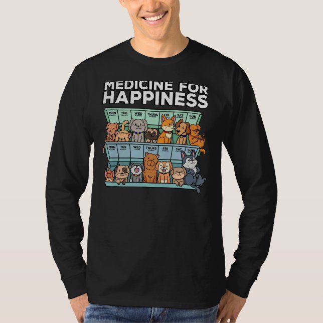 Camiseta Medicamento Para Animais De Pílula Feliz (Frente)
