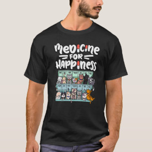 Camiseta medicamento para caixa de pílula de felicidade raç