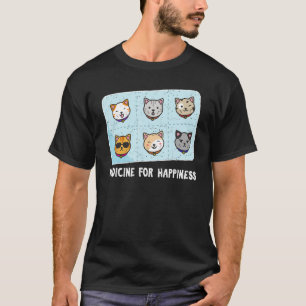 Camiseta Medicamento Para Felicidade Gatos Gatos Fazem O Qu