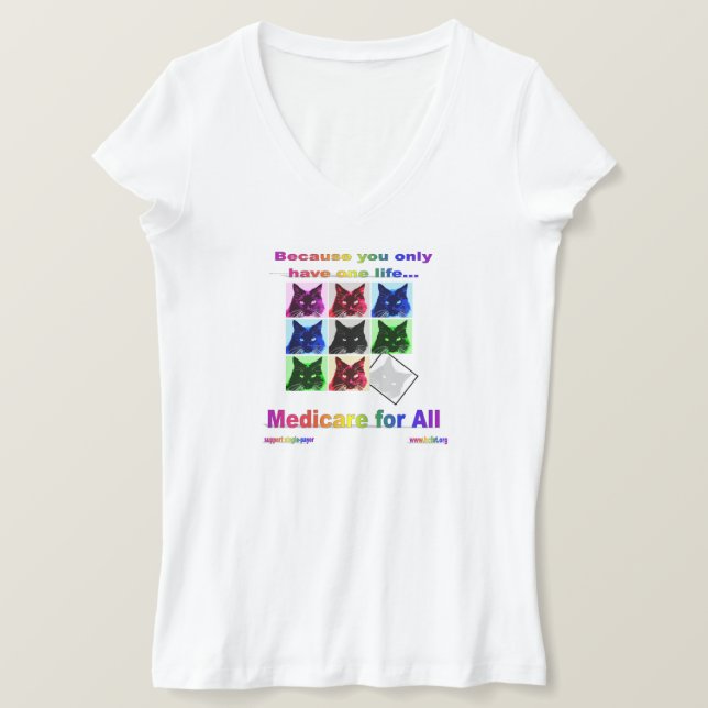 Camiseta "Medicare for All" Tee de Mulheres, pescoço-V (Frente do Design)