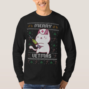 Camiseta Medicina Veterinária Gato Gato Vet Febre De Natal