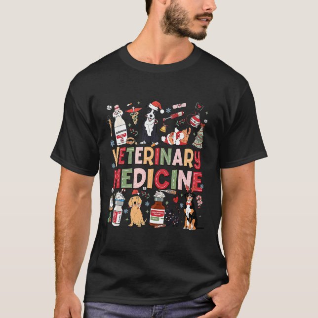 Camiseta Medicina Veterinária Retro Vet Tech Cat Dog Lover  (Frente)
