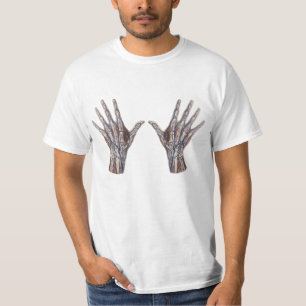 Camiseta Medicina Vintage, Anatomia Humana Dedos Mãos