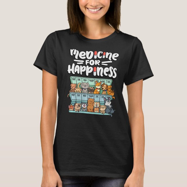 Camiseta medicine for happiness pill box animals dog breeds (Frente)
