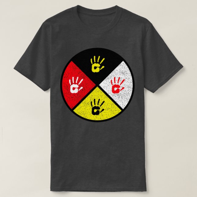 Camiseta medicine wheel Red Hand  (Frente do Design)