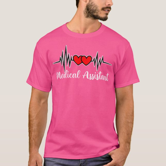 Camiseta Médico Assistente Médico de Batimento Cardíaco Doc (Frente)