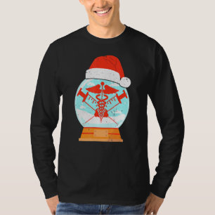 Camiseta Médico do Globo de Neve - Símbolo Médico de Caduce