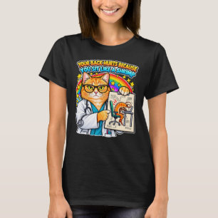 Camiseta Médico Gato Sarcástico Piada de Postura Engraçad