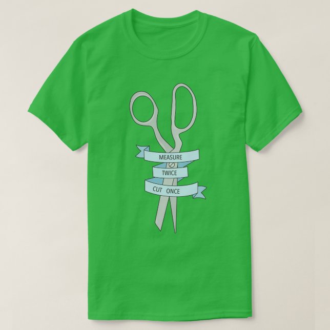 Camiseta Medida cortada duas vezes uma (2) (Frente do Design)