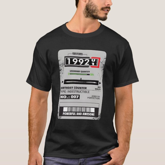Camiseta medidor de eletricidade aniversário 1992 presente  (Frente)
