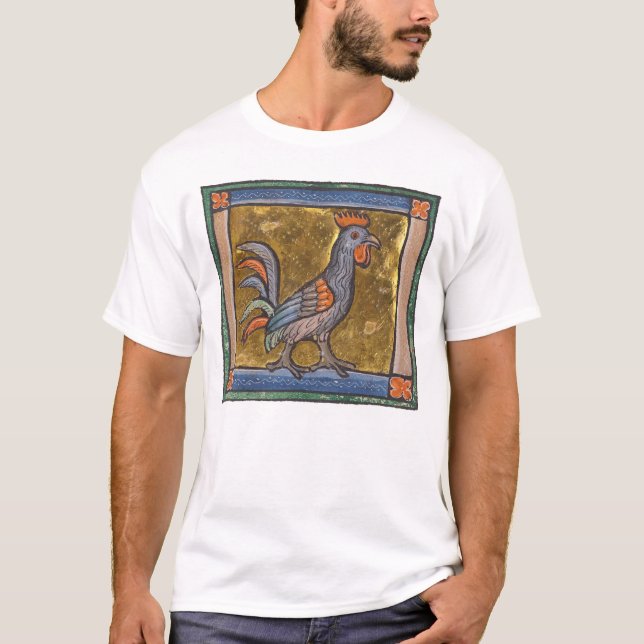 Camiseta Medieval Bestiary Rooster c. 1270 (Frente)