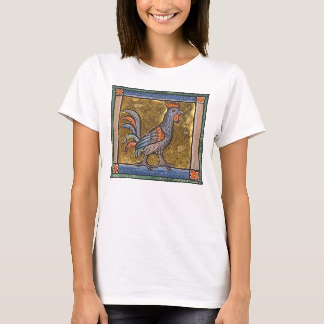 Camiseta Medieval Bestiary Rooster c. 1270 (Frente)