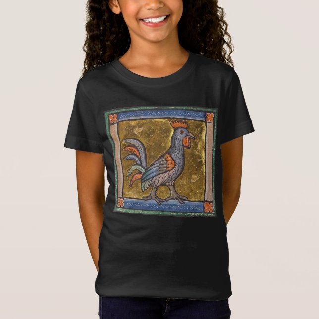 Camiseta Medieval Bestiary Rooster c. 1270 (Frente)