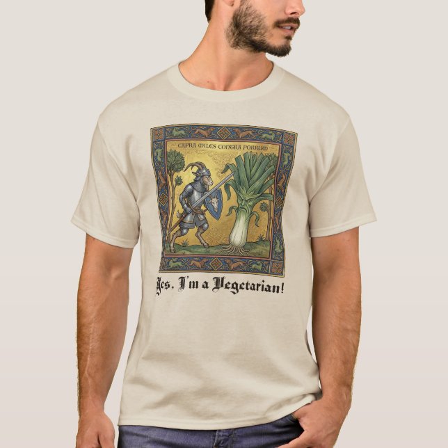 Camiseta Medieval Chaos: The Goat Attacks The Leek (Frente)