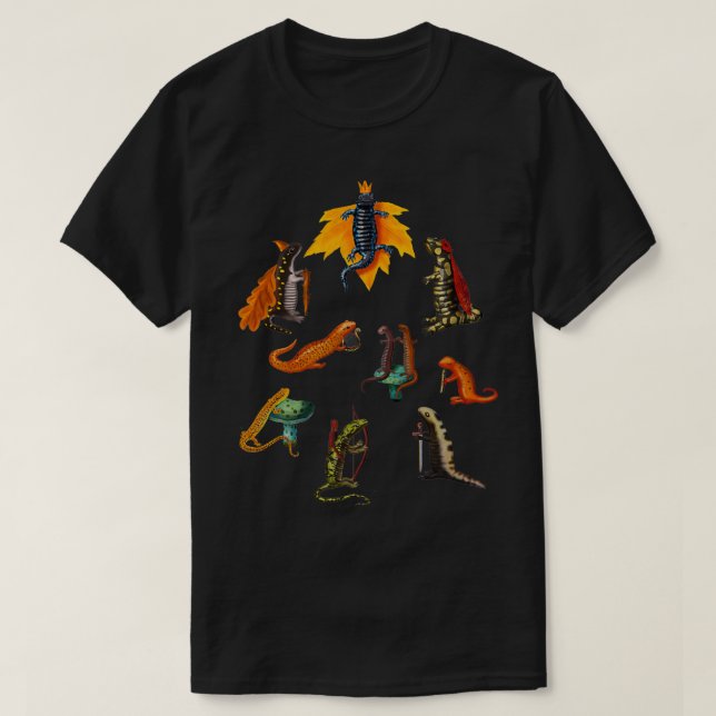Camiseta Medieval Salamanders and Newts (Frente do Design)