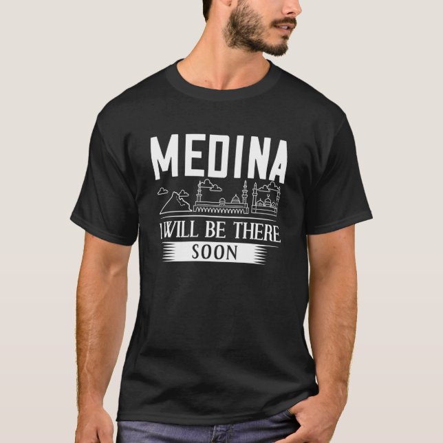 Camiseta Medina Viagem de Mapa da Cidade da Arábia Saudita (Frente)
