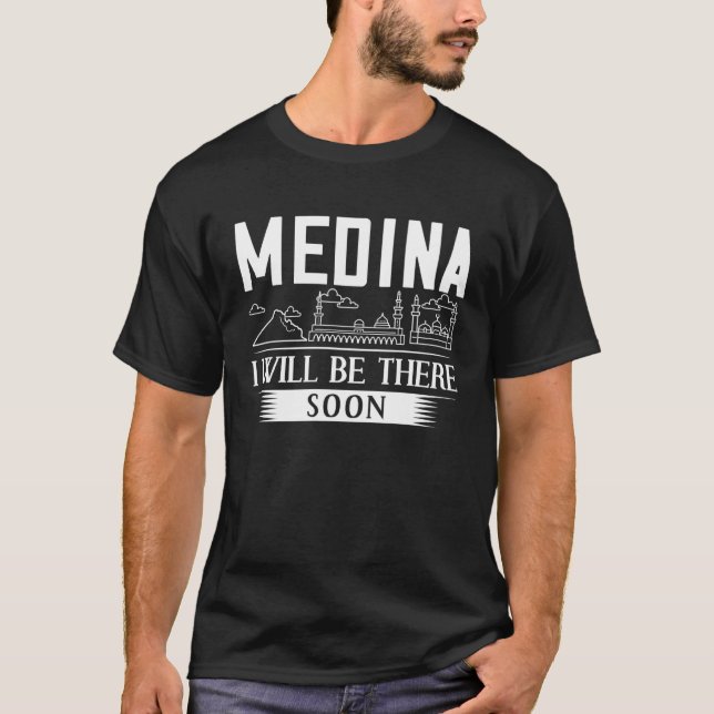 Camiseta Medina Viagem de Mapa da Cidade da Arábia Saudita (Frente)