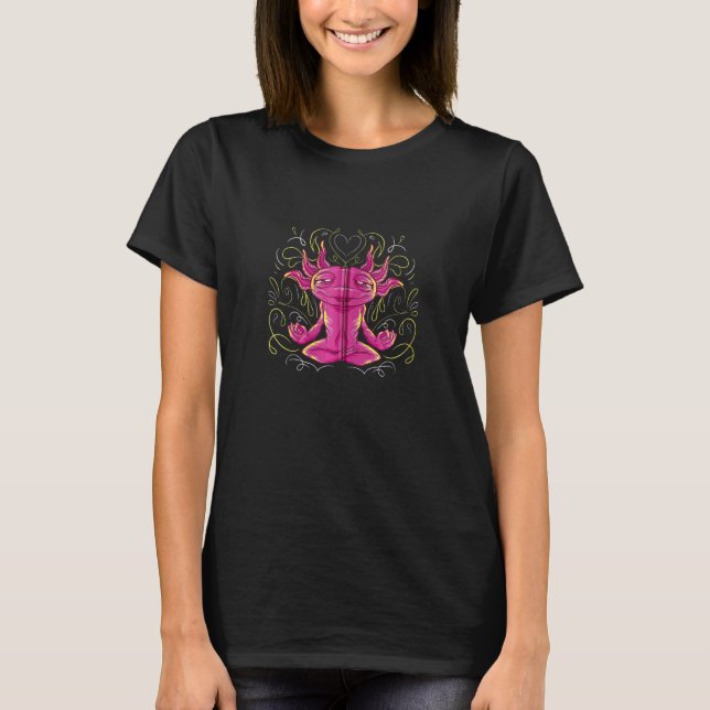 Camiseta Meditação Axolotl Yoga Zen Lotus Chakra Espiritual (Frente)