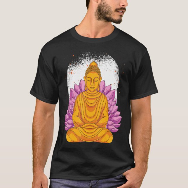 Camiseta Meditação budista do budismo Zen Lotus Flower Blos (Frente)