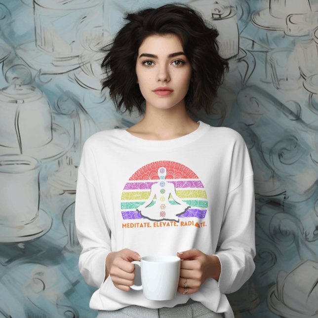 Camiseta Meditação Chakra Yoga Rainbow Sunset (Criador carregado)