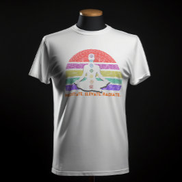 Camiseta Meditação Chakra Yoga Rainbow Sunset