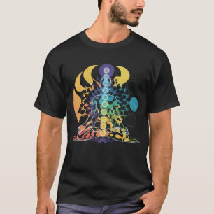 Camiseta Meditação Colorida do Chakra Cósmico Energia Espir