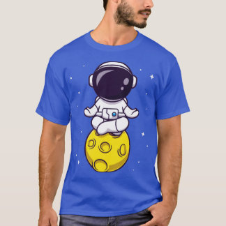 Camiseta Meditação de Astronauta Bonita no Cartoon da Lua