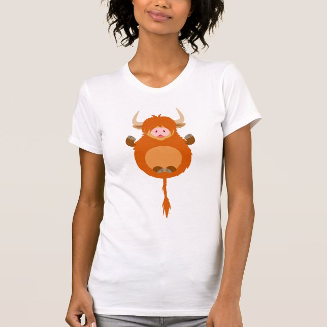 Camiseta Meditação de Cartoon das Terras Altas Mulheres em  (Frente)