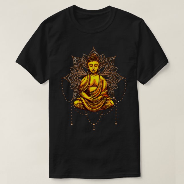 Camiseta Meditação de Estátua Buda Mantra (Frente do Design)