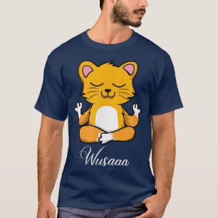 Camiseta Meditação de gato girassol Respiração profunda wus