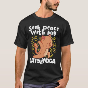 Camiseta Meditação de Instrutor Yoga busca paz com meus gat