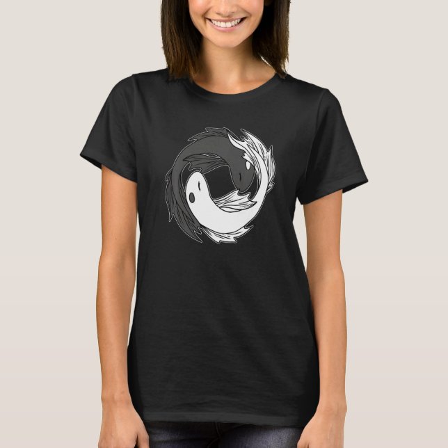 Camiseta Meditação de peixes de Yin e Yang Koi Pose Acro Ha (Frente)