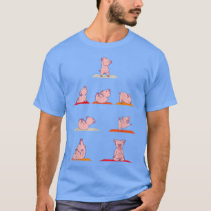 Camiseta Meditação de Porcos Engraçados Pig Yoga Poses