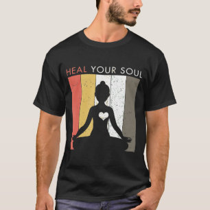 Camiseta Meditação De Yoga Curva Sua Alma Vintage Em Desc