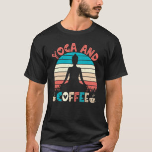 Camiseta Meditação de Yoga e Café Estilo Retro Zen Yo