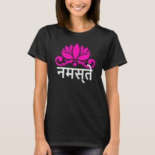 Camiseta Meditação de Yoga Lotus Namaste Sanskrit Namaste 1