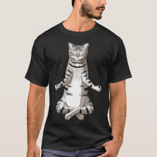 Camiseta Meditação de Yoga Manx Cat
