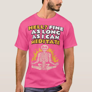 Camiseta Meditação, Diversão, Halloween, YogaPose, esquelet