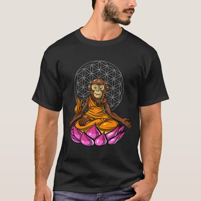 Camiseta Meditação do Buda Macaco (Frente)