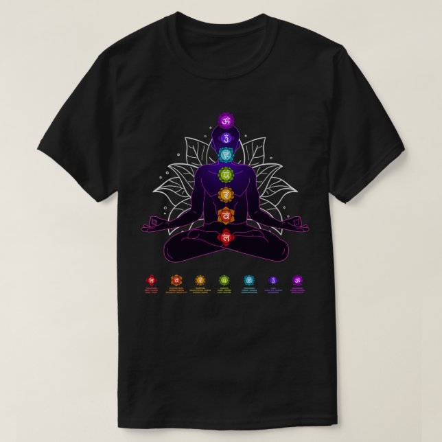 Camiseta Meditação do Sistema Oral Espiritual Yoga Chakra (Frente do Design)